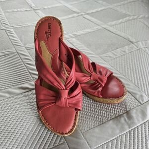 Born Women's Cork Wedge Leather Sandal, Size 8